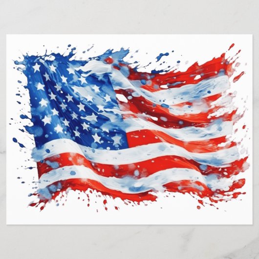 Amerikaanse Vlag USA Waterverf 4 juli Flyer (Voorkant)