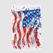 Amerikaanse vlag USA Waterverf 4 juli Golfhanddoek (Voorkant)