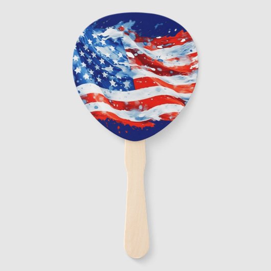 Amerikaanse vlag USA Waterverf 4 juli Handwaaier (Voorkant)