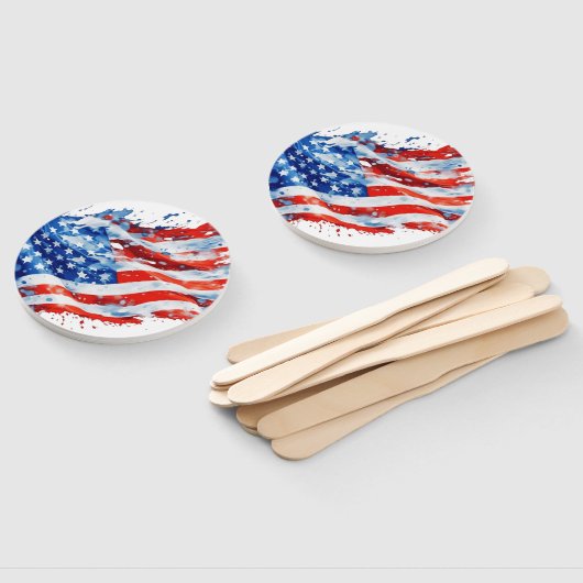 Amerikaanse vlag USA Waterverf 4 juli Handwaaier (Niet-gemonteerd)