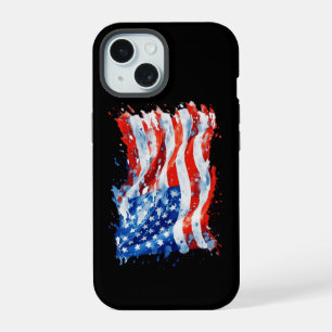 Amerikaanse Vlag USA Waterverf 4 juli iPhone 15 Case