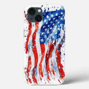 Amerikaanse Vlag USA Waterverf 4 juli iPhone 13 Hoesje