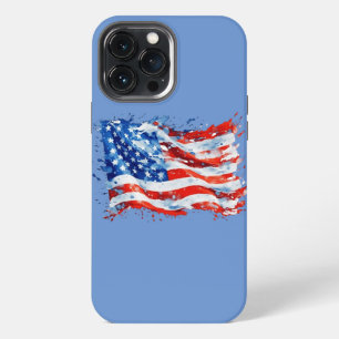 Amerikaanse Vlag USA Waterverf 4 juli iPhone 13 Pro Max Hoesje
