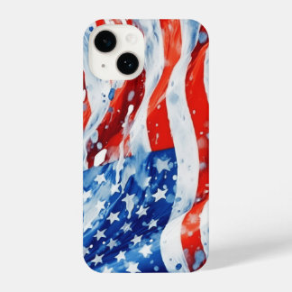Amerikaanse vlag USA Waterverf 4 juli iPhone 14 Hoesje