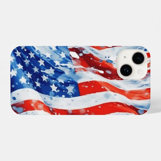 Amerikaanse vlag USA Waterverf 4 juli iPhone Hoesje (Achterkant horizontaal)