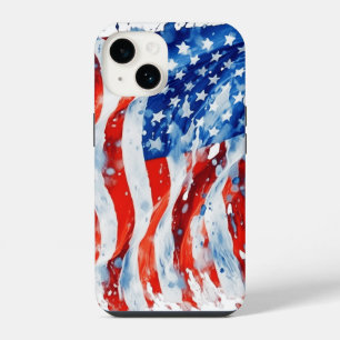 Amerikaanse Vlag USA Waterverf 4 juli iPhone 14 Hoesje