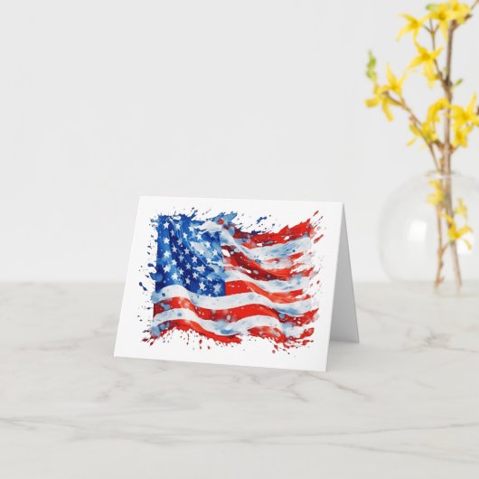 Amerikaanse vlag USA Waterverf 4 juli Kaart (Gele Bloem)