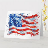 Amerikaanse Vlag USA Waterverf 4 juli Kaart (Gele Bloem)