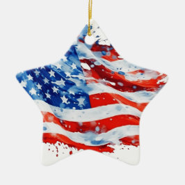 Amerikaanse vlag USA Waterverf 4 juli Keramisch Ornament