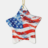Amerikaanse vlag USA Waterverf 4 juli Keramisch Ornament (Links)