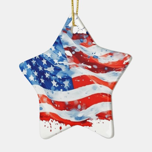 Amerikaanse vlag USA Waterverf 4 juli Keramisch Ornament (Links)