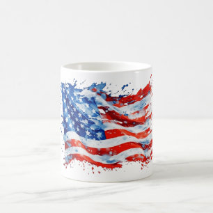 Amerikaanse Vlag USA Waterverf 4 juli Koffiemok