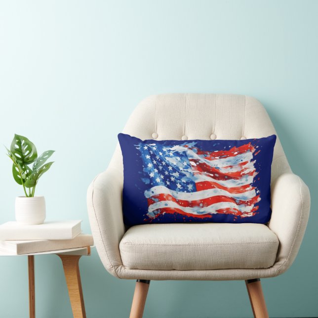 Amerikaanse Vlag USA Waterverf 4 juli Kussen (Stoel)