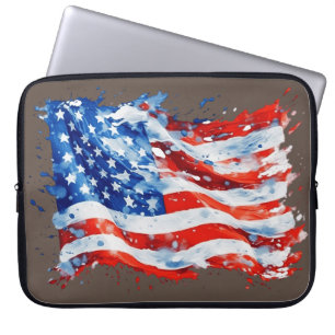 Amerikaanse Vlag USA Waterverf 4 juli Laptop Sleeve