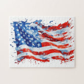 Amerikaanse vlag USA Waterverf 4 juli Legpuzzel (Horizontaal)