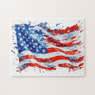 Amerikaanse vlag USA Waterverf 4 juli Legpuzzel
