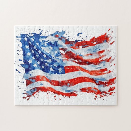 Amerikaanse vlag USA Waterverf 4 juli Legpuzzel (Horizontaal)