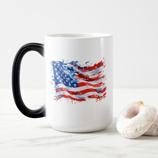 Amerikaanse vlag USA Waterverf 4 juli Magische Mok (Met donut)