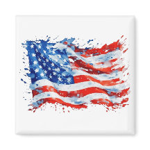 Amerikaanse Vlag USA Waterverf 4 juli