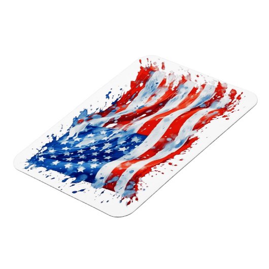 Amerikaanse vlag USA Waterverf 4 juli Magneet (Linkerzijde)