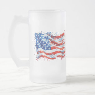 Amerikaanse Vlag USA Waterverf 4 juli Matglas Bierpul