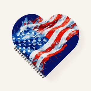 Amerikaanse Vlag USA Waterverf 4 juli Notitieboek