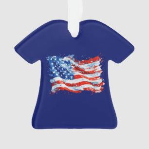 Amerikaanse Vlag USA Waterverf 4 juli Ornament