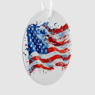 Amerikaanse Vlag USA Waterverf 4 juli Ornament