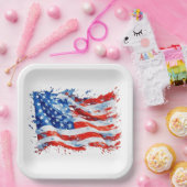 Amerikaanse vlag USA Waterverf 4 juli Papieren Bordje (Feest)