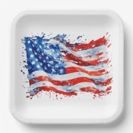 Amerikaanse vlag USA Waterverf 4 juli Papieren Bordje