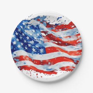Amerikaanse Vlag USA Waterverf 4 juli Papieren Bordje