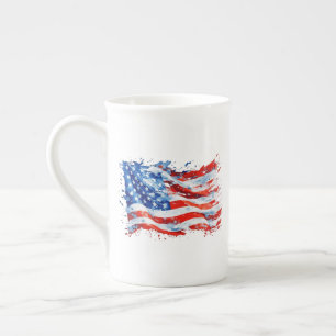 Amerikaanse Vlag USA Waterverf 4 juli Porselein Kop