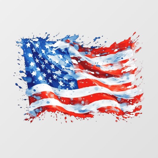 Amerikaanse vlag USA Waterverf 4 juli Raamsticker (Vel)