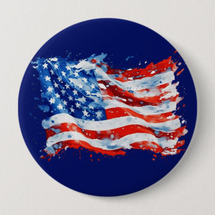 Amerikaanse Vlag USA Waterverf 4 juli Ronde Button 4,0 Cm