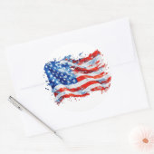 Amerikaanse vlag USA Waterverf 4 juli Ronde Sticker (Envelop)