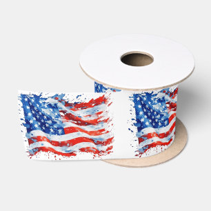 Amerikaanse Vlag USA Waterverf 4 juli Satijnen Lint