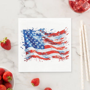 Amerikaanse Vlag USA Waterverf 4 juli Servet