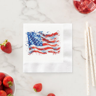 Amerikaanse Vlag USA Waterverf 4 juli Servet