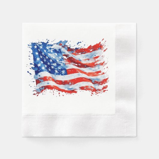 Amerikaanse vlag USA Waterverf 4 juli Servet (Voorkant)