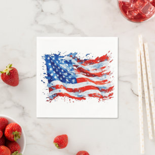 Amerikaanse Vlag USA Waterverf 4 juli Servet