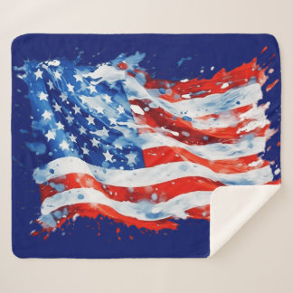 Amerikaanse Vlag USA Waterverf 4 juli Sherpa Deken