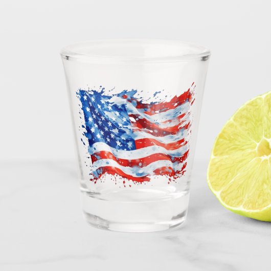 Amerikaanse vlag USA Waterverf 4 juli Shot Glas (Voorkant)