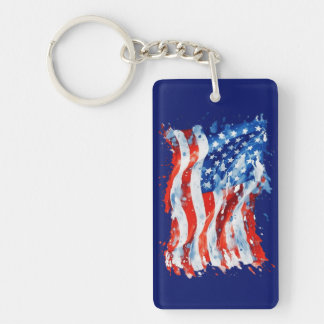 Amerikaanse Vlag USA Waterverf 4 juli Sleutelhanger