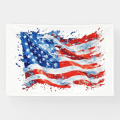 Amerikaanse Vlag USA Waterverf 4 juli Spandoek (Horizontaal)