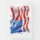 Amerikaanse Vlag USA Waterverf 4 juli Spandoek (Verticaal)