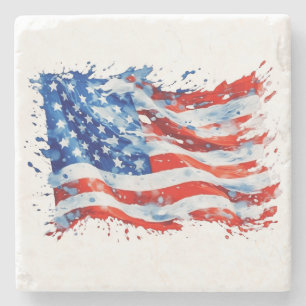 Amerikaanse Vlag USA Waterverf 4 juli Stenen Onderzetter