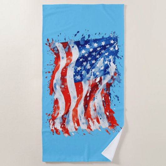 Amerikaanse vlag USA Waterverf 4 juli Strandlaken (Voorkant)