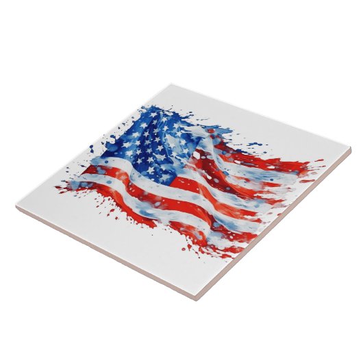 Amerikaanse vlag USA Waterverf 4 juli Tegeltje (Zijkant)
