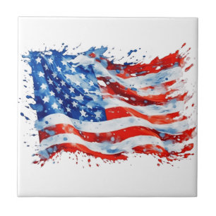Amerikaanse Vlag USA Waterverf 4 juli Tegeltje
