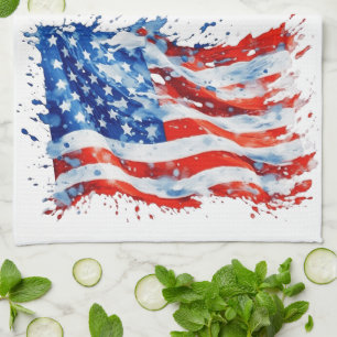 Amerikaanse Vlag USA Waterverf 4 juli Theedoek